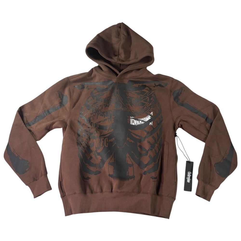 Civil Regime Roses‎ From Concrete Skeleton Hoodie Brown Mens Small NWT
